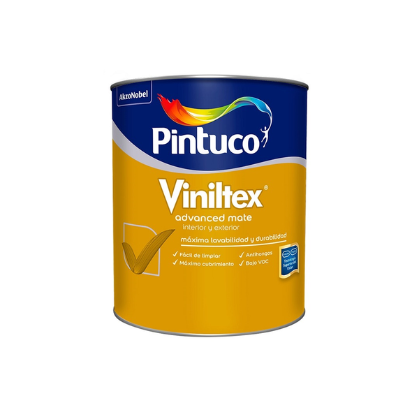 Pintura arquitectónica Viniltex Advanced mate base deep 1/4gl