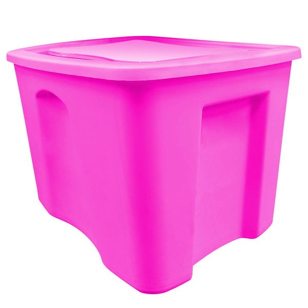 Caja plástica de almacenamiento de 18gl color rosado