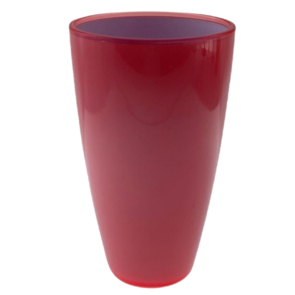 Vaso plástica 8.9cm x 8.9cm x 15.5cm diseño liso color rosa sandia