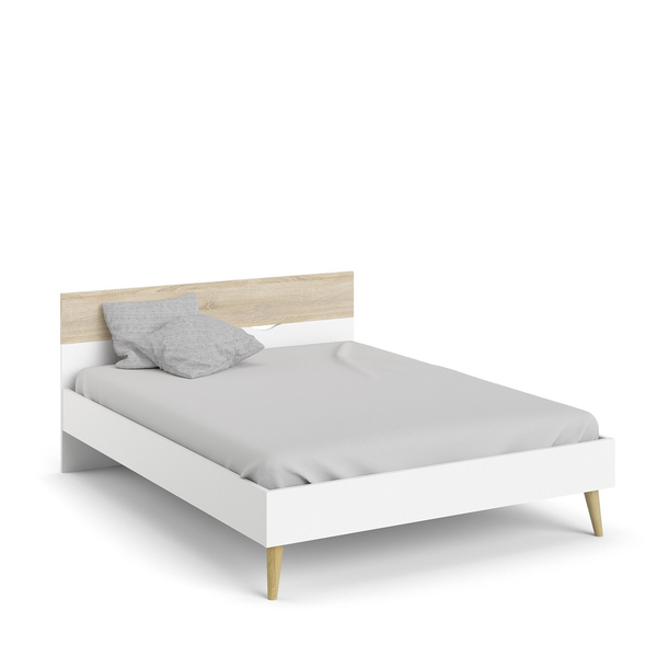 Cama con somier Oslo tamaño twin color blanco/roble