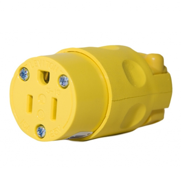 Conector hembra PVC 15Amp. 250V color amarillo