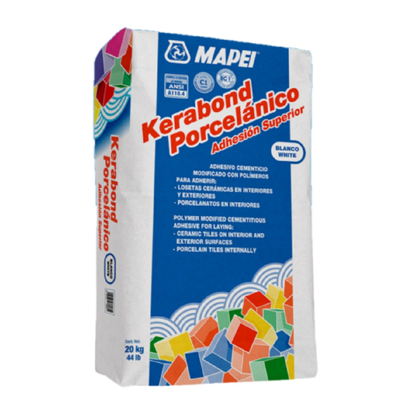 Pegamento cementicio Kerabond Porcelánico blanco de 20kg C1