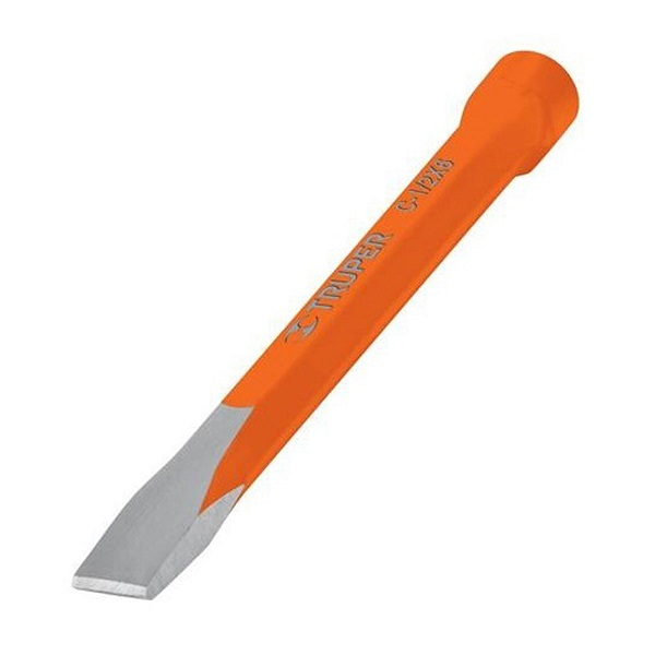 Cincel de corte frío de 1/2" x 6" de punta plana color naranja TRUPER