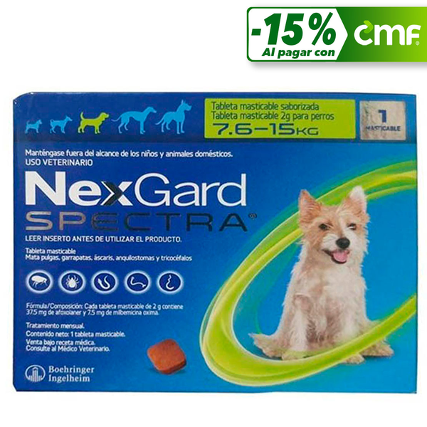 Comprimido masticable Nexgard Spectra M 7.6-15kg