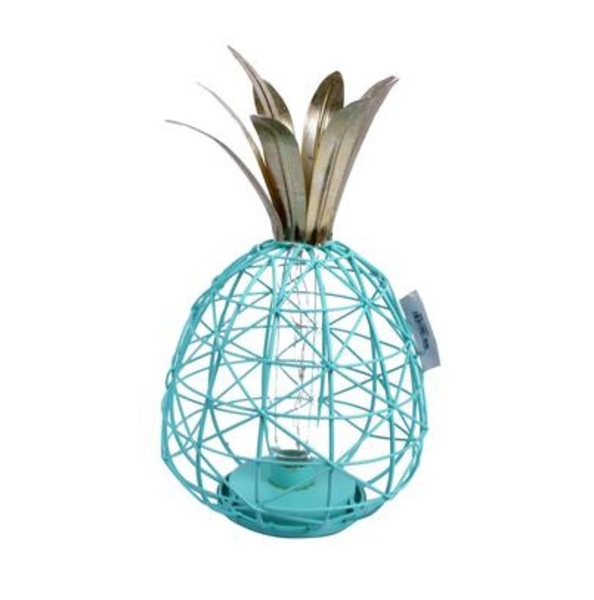 Lámpara de metal con diseño de Piña color turquesa