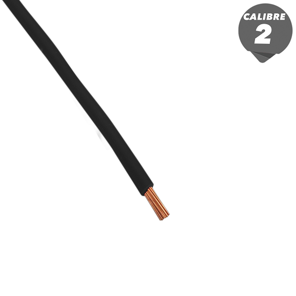 Cable THHN de 1m calibre 2AWG color negro