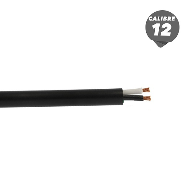Cordón caucho TSJ-N de 1m calibre 12AWG color negro