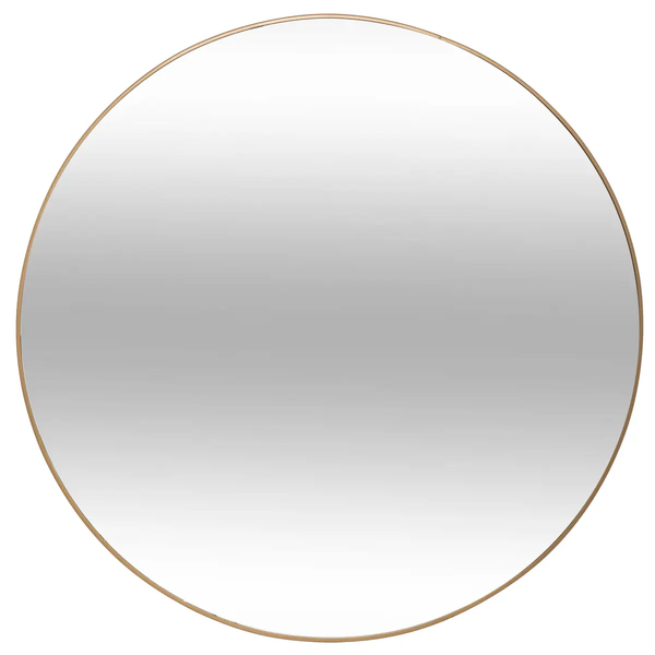 Espejo circular Alice 76cm con arco de metal dorado