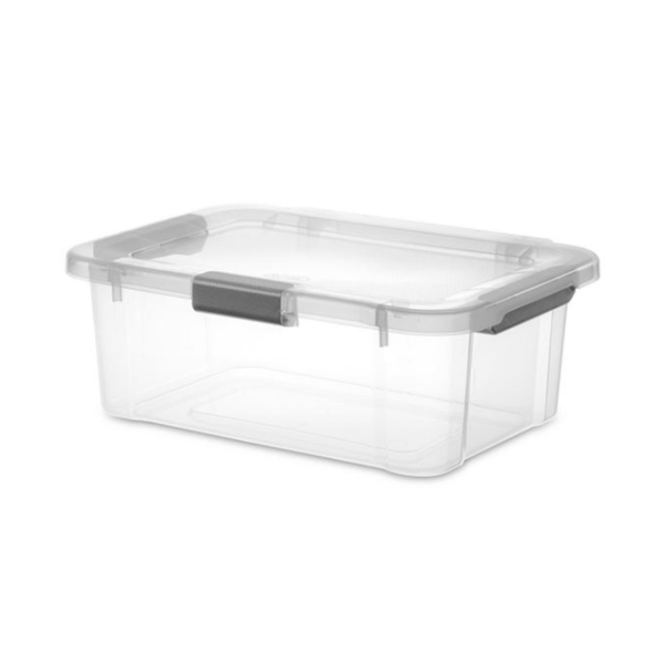 Caja de almacenamiento con tapa de 5gl apilable color transparente