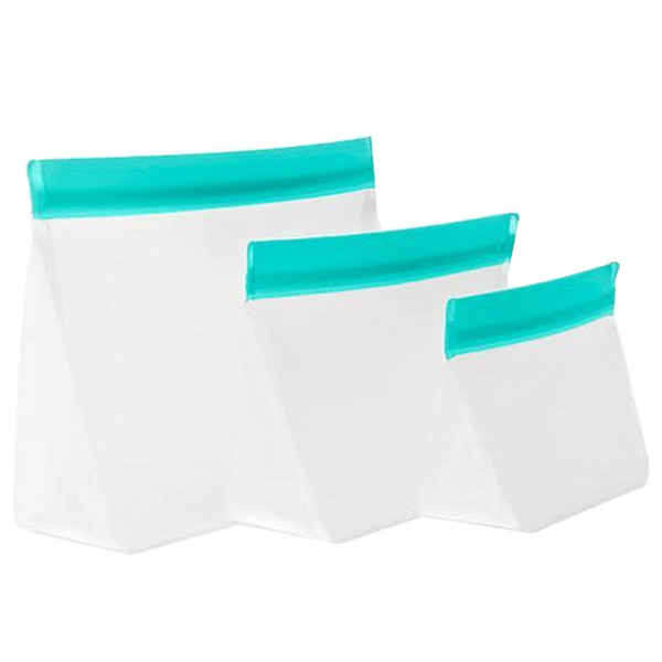 Juego de 3 bolsas reutilizables de color turquesa