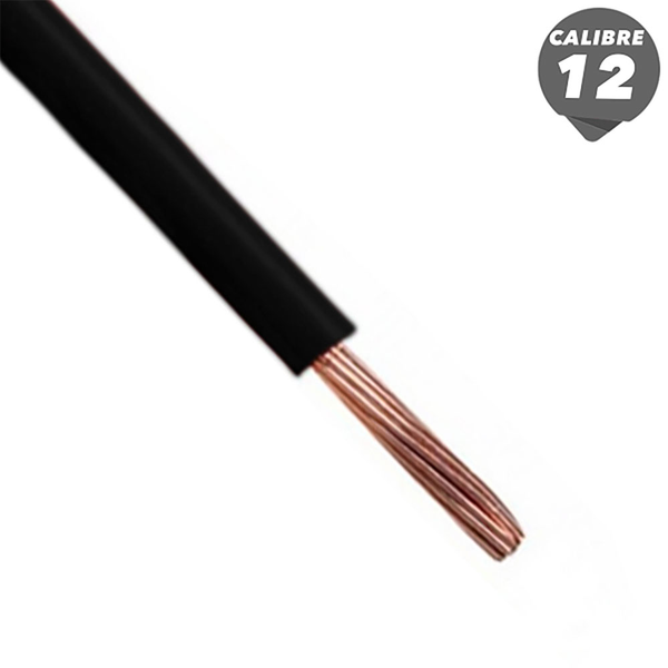 Cable THHN de 1m calibre 12AWG color negro - Venta por metro