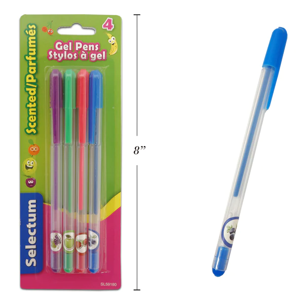 Bolígrafos de gel con olor multicolor - 4 unidades