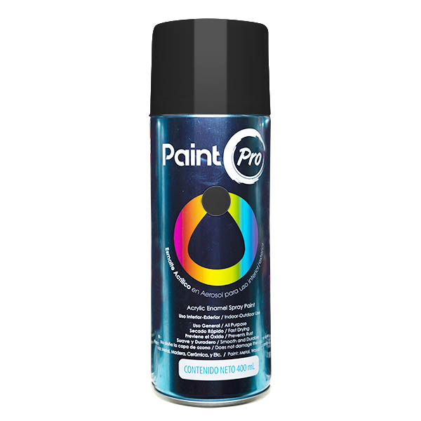 Pintura de esmalte acrílico en aerosol de 400ml color negro brillante