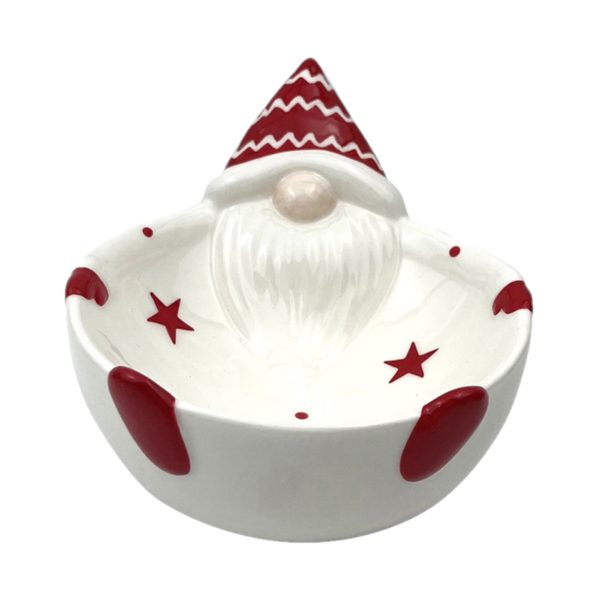 Bowl de cerámica con diseño Cabeza Gnomo color blanco