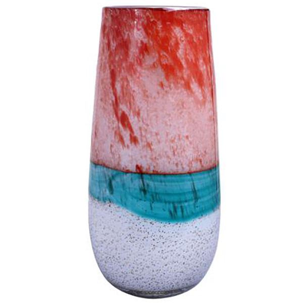 Florero de cerámica color coral con celeste 34cm Concepts