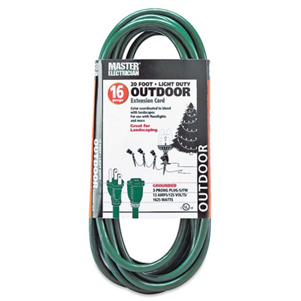 Extensión multipropósito verde de 20' calibre 16 de 125V