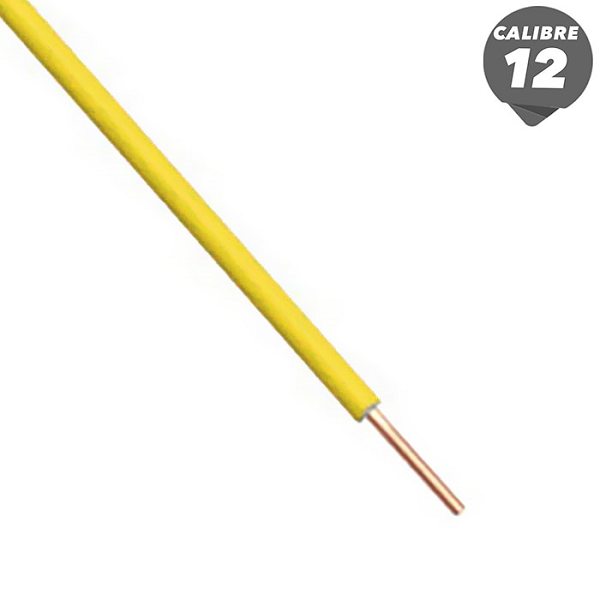 Alambre THHN de 1m de calibre 12AWG color amarillo