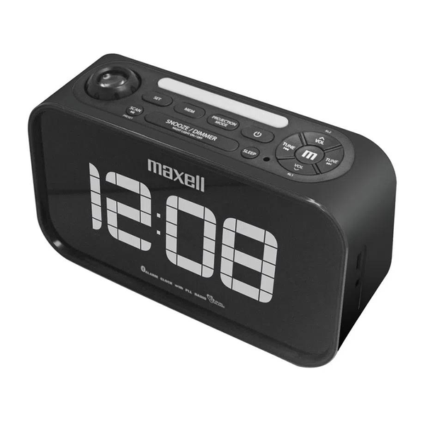 Radio reloj con bluetooth y proyector de hora de color negro