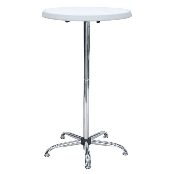 Mesa plegable plástica redonda para bar color blanco