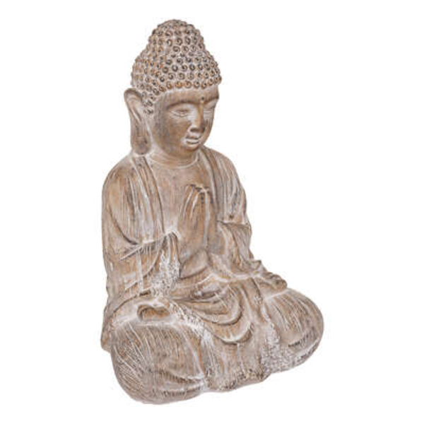 Estatuilla de Buda de 45cm color lino beige