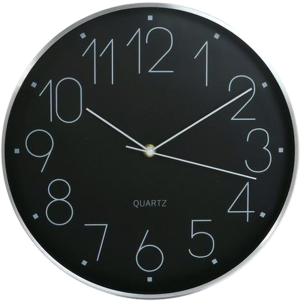 Reloj de pared con marco de metal color plateado/negro
