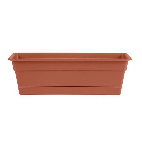 Pote rectangular Dura Cotta de 30" de plástico color terracota