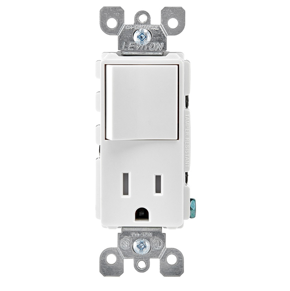 Baomain Decora - Interruptor combinado de 120 V, 15 amperios, interruptor  doble de polo único con placa de pared, color blanco (2 unidades)