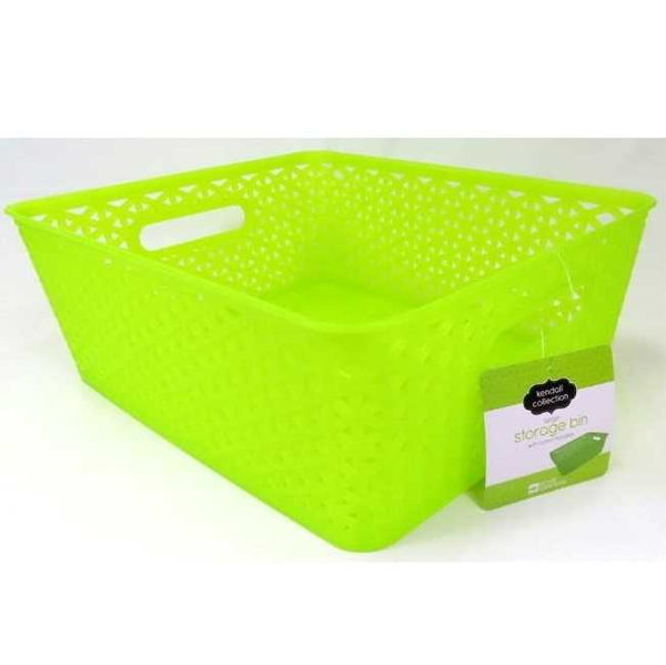 Canasta plástica  de 13.75" x 11" x 5" para organizar color verde