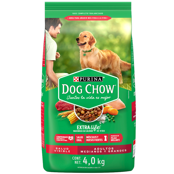 Alimento seco Dog Chow de 4kg para perro adulto raza mediana y grande