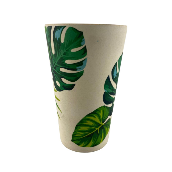 Vaso de bambú 13cm con diseño de hojas montera