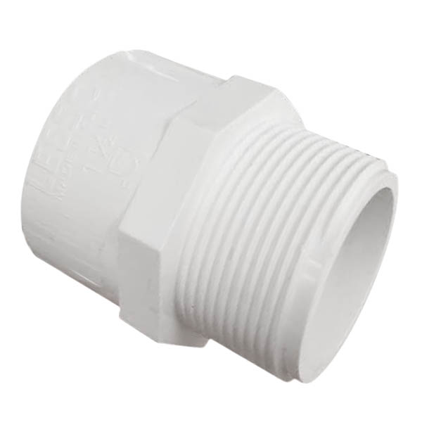 Adaptador PVC macho de 1-1/2" con rosca para tuberías y conexiones
