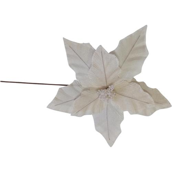 Flor artificial navideña de 25cm Poinsetia de color blanco/crema