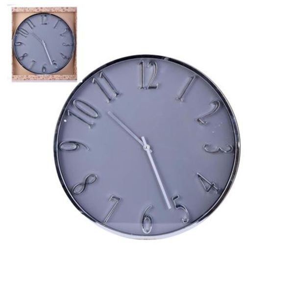 Reloj de pared de 40cm decorativo de color plateado/blanco