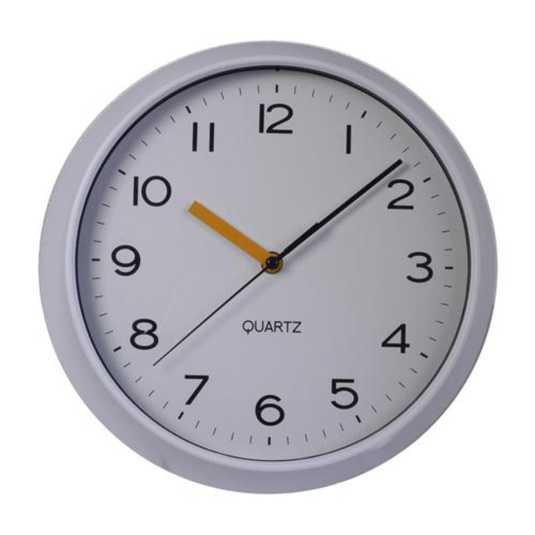 Reloj de pared borde blanco fondo blanco números cardinales 29.3 cm