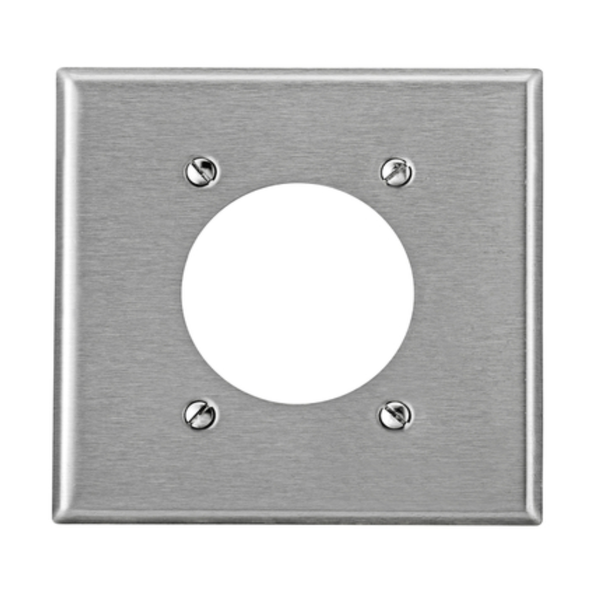 Tapa de metal sencilla rectangular para tomacorriente color gris