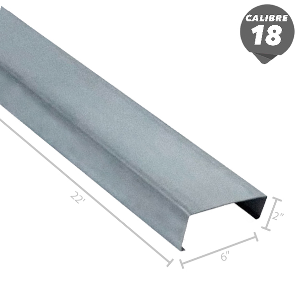 Carriola galvanizada de 6" x 2" x 22' calibre 18