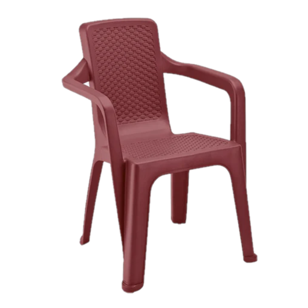 Silla plástica con brazos Eterna con diseño de ratán color roja