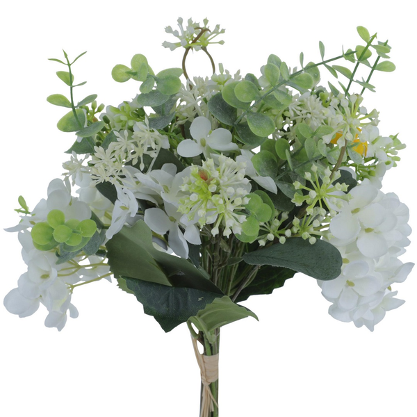 Ramo decorativo de flores de 38cm color blanco/verde