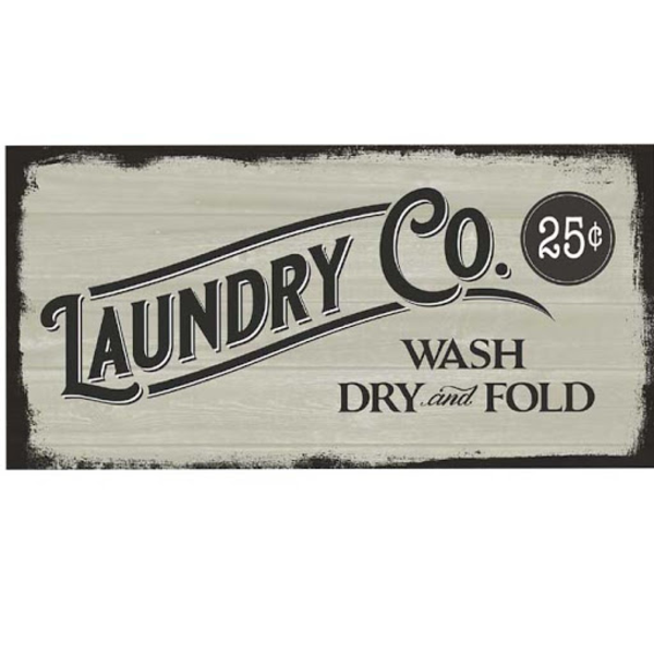 Letreto decorativo Laundry & Co. tamaño 15" x 7.5"