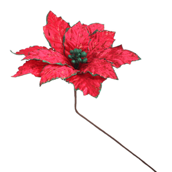 Adorno navideño Poinsettia roja y verde de 45cm x 28cm