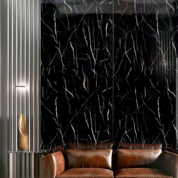 Pared de PVC de 122cm x 280cm x 3mm Nero Marquina