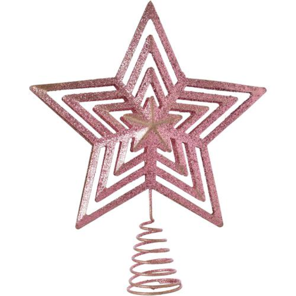 Punta estrella para árbol navideño color rosa