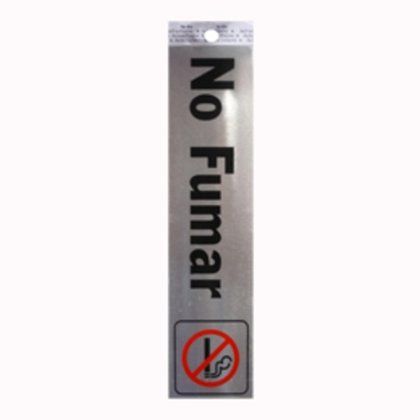 Letrero de señalización No Fumar de 2" x 8" de aluminio auto adhesivo