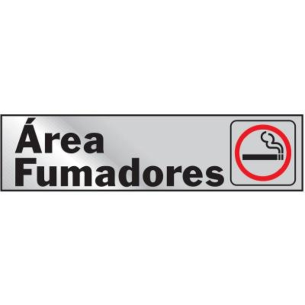 Letrero de 2" x 8" de aluminio con frase "Área de Fumadores" HY-KO
