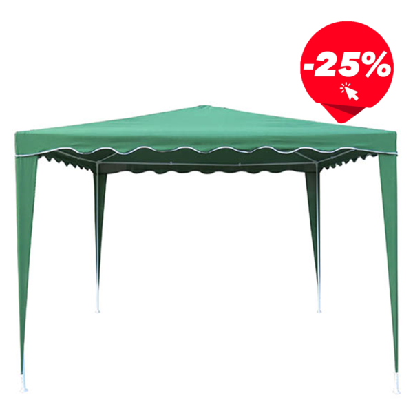 Gazebo plegable de 3m x 3m lona ondulada color verde