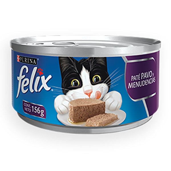 Alimento húmedo sabor a pavo y menudencias de 156g  para gatos