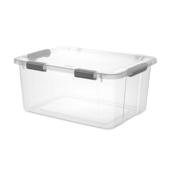 Caja de almacenamiento con tapa de 15gl apilable color transparente