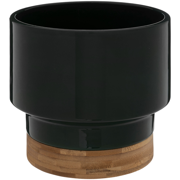 Pote de cerámica y bambú Le collectionneur 16cm color verde oscuro