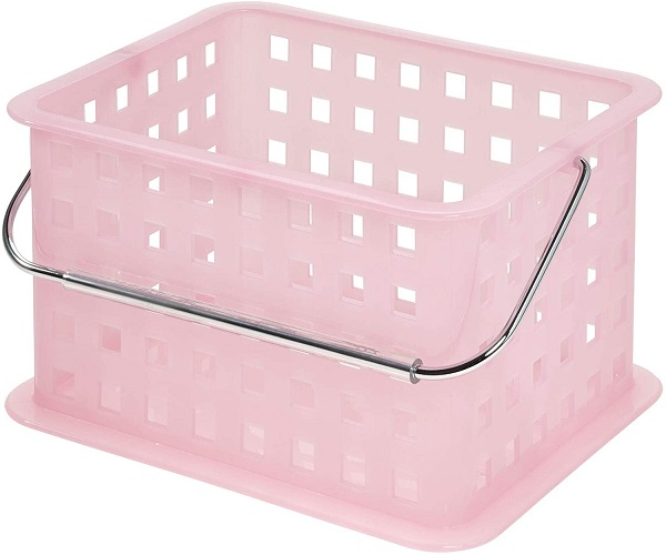 Canasta organizadora de plástico Sm de color rosado