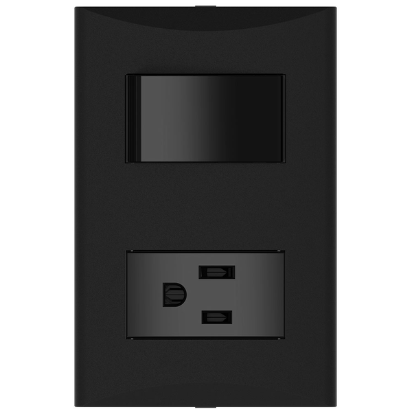 Interruptor y tomacorriente de 15A y 125V color negro